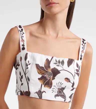 Agua by Agua Bendita Cacao floral linen crop top | Thumbnail 2 Agua by Agua Bendita Cacao floral linen crop top | Thumbnail 2