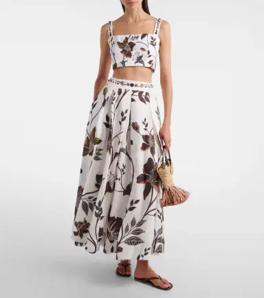 Agua by Agua Bendita Cacao floral linen crop top | Thumbnail 3 Agua by Agua Bendita Cacao floral linen crop top | Thumbnail 3