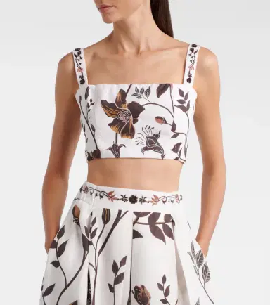 Agua by Agua Bendita Cacao floral linen crop top | Thumbnail 5 Agua by Agua Bendita Cacao floral linen crop top | Thumbnail 5