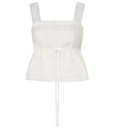 Ganni Lace-trimmed ruffled cotton crop top | Thumbnail 1 Ganni Lace-trimmed ruffled cotton crop top | Thumbnail 1
