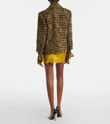Saint Laurent Lace-trimmed jacquard lamé miniskirt | Thumbnail 2 Saint Laurent Lace-trimmed jacquard lamé miniskirt | Thumbnail 2