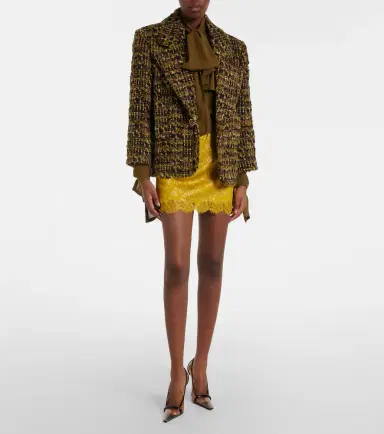 Saint Laurent Lace-trimmed jacquard lamé miniskirt | Thumbnail 3 Saint Laurent Lace-trimmed jacquard lamé miniskirt | Thumbnail 3