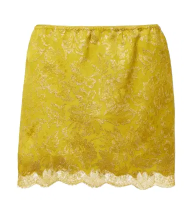 Saint Laurent Lace-trimmed jacquard lamé miniskirt | Thumbnail 1 Saint Laurent Lace-trimmed jacquard lamé miniskirt | Thumbnail 1