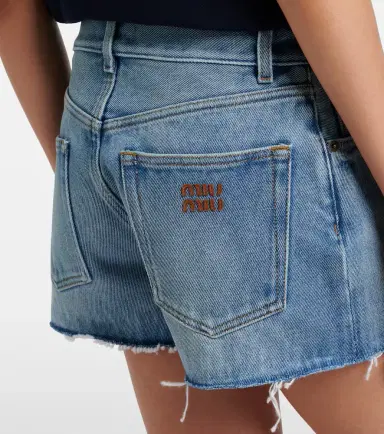 Miu Miu Frayed denim shorts | Thumbnail 5 Miu Miu Frayed denim shorts | Thumbnail 5