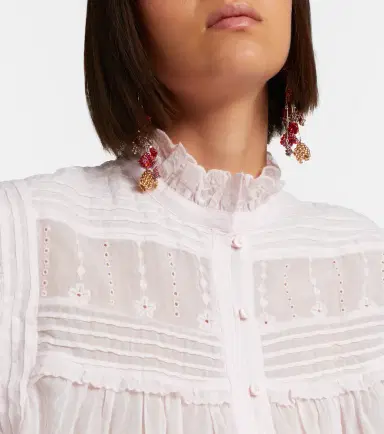 Marant Étoile Dersia embroidered ruffled cotton blouse | Thumbnail 3 Marant Étoile Dersia embroidered ruffled cotton blouse | Thumbnail 3