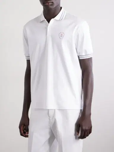 Brunello Cucinelli Logo-Appliquéd Striped Cotton-Jersey Polo Shirt - Men | Thumbnail 3 Brunello Cucinelli Logo-Appliquéd Striped Cotton-Jersey Polo Shirt - Men | Thumbnail 3