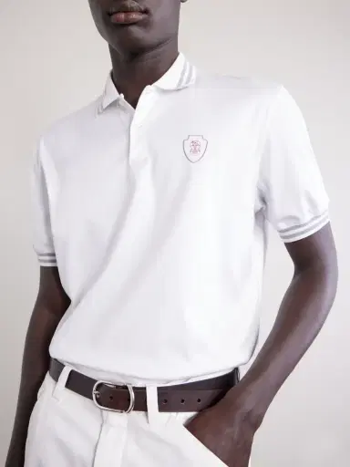 Brunello Cucinelli Logo-Appliquéd Striped Cotton-Jersey Polo Shirt - Men | Thumbnail 5 Brunello Cucinelli Logo-Appliquéd Striped Cotton-Jersey Polo Shirt - Men | Thumbnail 5
