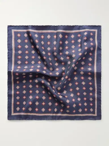 Brunello Cucinelli Printed Silk Pocket Square - Men | Thumbnail 3 Brunello Cucinelli Printed Silk Pocket Square - Men | Thumbnail 3