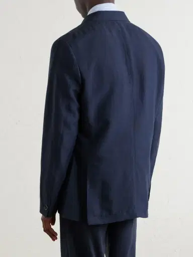 Oliver Spencer Double-Breasted Linen, Virgin Wool and Cotton-Blend Suit Jacket - Men | Thumbnail 4 Oliver Spencer Double-Breasted Linen, Virgin Wool and Cotton-Blend Suit Jacket - Men | Thumbnail 4