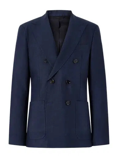 Oliver Spencer Double-Breasted Linen, Virgin Wool and Cotton-Blend Suit Jacket - Men | Thumbnail 1 Oliver Spencer Double-Breasted Linen, Virgin Wool and Cotton-Blend Suit Jacket - Men | Thumbnail 1