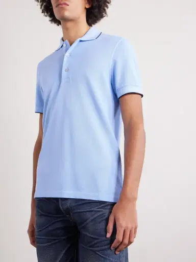 Tom Ford Contrast-Tipped Lyocell-Piqué Polo Shirt - Men | Thumbnail 3 Tom Ford Contrast-Tipped Lyocell-Piqué Polo Shirt - Men | Thumbnail 3