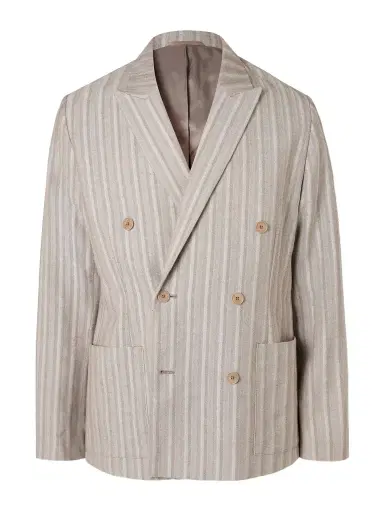 NN07 Jordin 10058 Double-Breasted Striped Cotton-Blend Herringbone Suit Jacket - Men | Thumbnail 1 NN07 Jordin 10058 Double-Breasted Striped Cotton-Blend Herringbone Suit Jacket - Men | Thumbnail 1