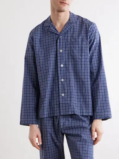 Tekla Camp-Collar Checked Organic Cotton Pyjama Shirt - Men | Thumbnail 3 Tekla Camp-Collar Checked Organic Cotton Pyjama Shirt - Men | Thumbnail 3