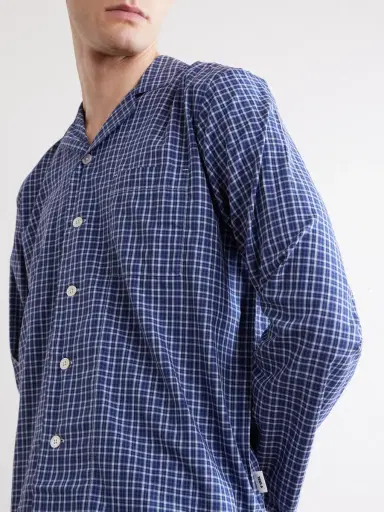 Tekla Camp-Collar Checked Organic Cotton Pyjama Shirt - Men | Thumbnail 5 Tekla Camp-Collar Checked Organic Cotton Pyjama Shirt - Men | Thumbnail 5