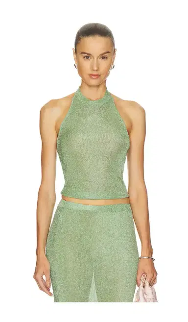 SEROYA Minnie Metallic Knit Halter Top | Thumbnail 1 SEROYA Minnie Metallic Knit Halter Top | Thumbnail 1