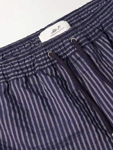 MR P. Navi Straight-Leg Mid-Length Striped Swim Shorts - Men | Thumbnail 4 MR P. Navi Straight-Leg Mid-Length Striped Swim Shorts - Men | Thumbnail 4