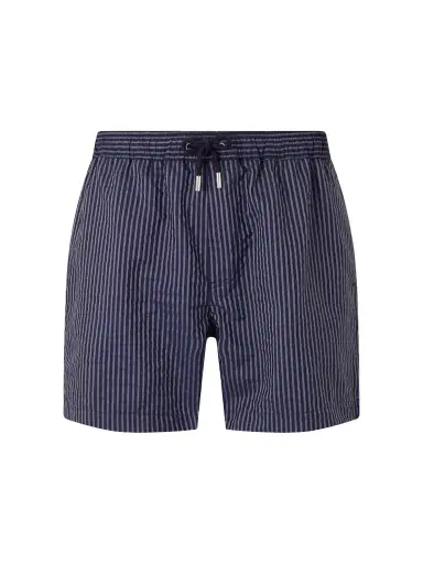 MR P. Navi Straight-Leg Mid-Length Striped Swim Shorts - Men | Thumbnail 1 MR P. Navi Straight-Leg Mid-Length Striped Swim Shorts - Men | Thumbnail 1