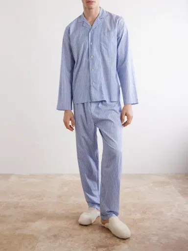 Tekla Camp-Collar Striped Organic Cotton Pyjama Shirt - Men | Thumbnail 2 Tekla Camp-Collar Striped Organic Cotton Pyjama Shirt - Men | Thumbnail 2