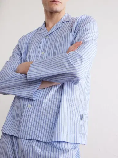 Tekla Camp-Collar Striped Organic Cotton Pyjama Shirt - Men | Thumbnail 5 Tekla Camp-Collar Striped Organic Cotton Pyjama Shirt - Men | Thumbnail 5