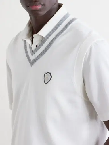 Brunello Cucinelli Logo-Embroidered Cotton Golf Sweater Vest - Men | Thumbnail 5 Brunello Cucinelli Logo-Embroidered Cotton Golf Sweater Vest - Men | Thumbnail 5