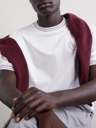 Brunello Cucinelli Logo-Appliquéd Cotton-Jersey Tennis Shirt - Men | Thumbnail 5 Brunello Cucinelli Logo-Appliquéd Cotton-Jersey Tennis Shirt - Men | Thumbnail 5