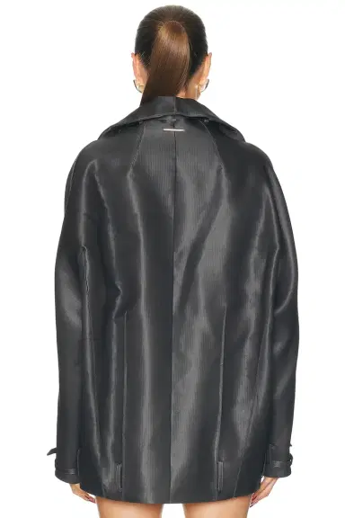 Grace Ling Belted Collar Cocoon Wool Silk Coat | Thumbnail 3 Grace Ling Belted Collar Cocoon Wool Silk Coat | Thumbnail 3