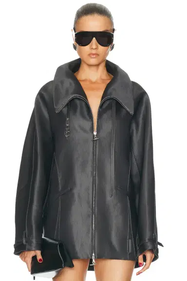 Grace Ling Belted Collar Cocoon Wool Silk Coat | Thumbnail 1 Grace Ling Belted Collar Cocoon Wool Silk Coat | Thumbnail 1