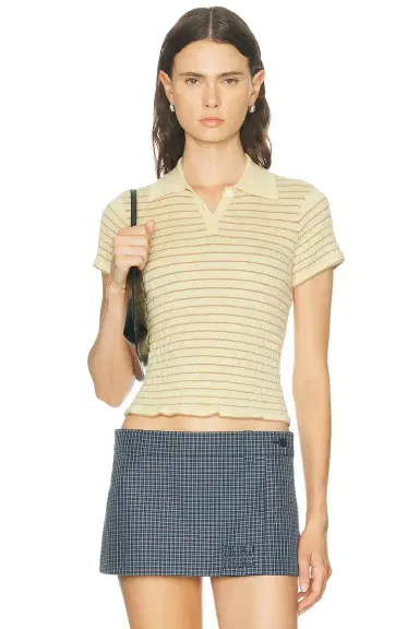 Guest In Residence Smocked Shrunken Polo Top | Thumbnail 1 Guest In Residence Smocked Shrunken Polo Top | Thumbnail 1