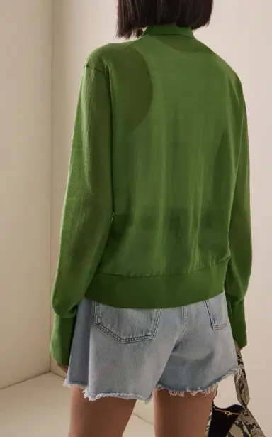 FRAME The Collared Cotton-Blend Cardigan | Thumbnail 4 FRAME The Collared Cotton-Blend Cardigan | Thumbnail 4