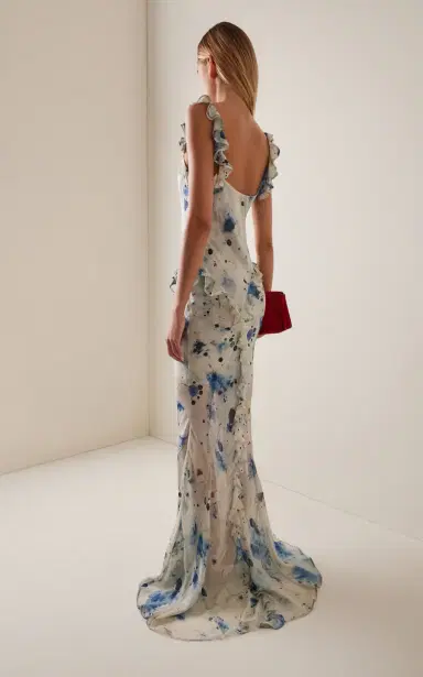 Paris Georgia Romantic Ruffled Silk Maxi Dress | Thumbnail 4 Paris Georgia Romantic Ruffled Silk Maxi Dress | Thumbnail 4