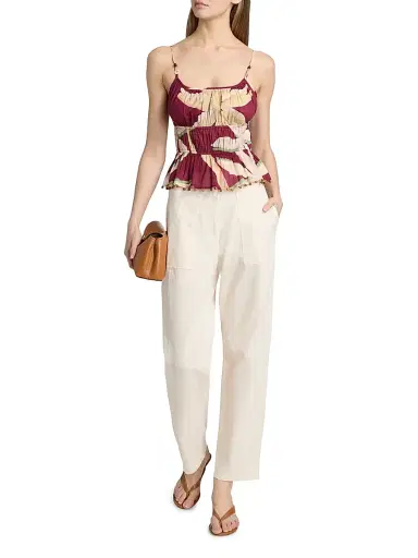 Rails Women's Theda Palm Print Cotton Peplum Crop Top - Red Palma | Thumbnail 2 Rails Women's Theda Palm Print Cotton Peplum Crop Top - Red Palma | Thumbnail 2