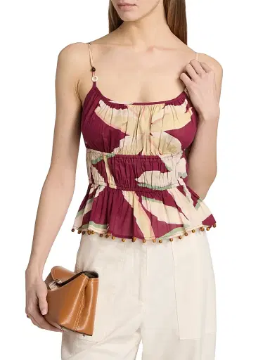 Rails Women's Theda Palm Print Cotton Peplum Crop Top - Red Palma | Thumbnail 3 Rails Women's Theda Palm Print Cotton Peplum Crop Top - Red Palma | Thumbnail 3