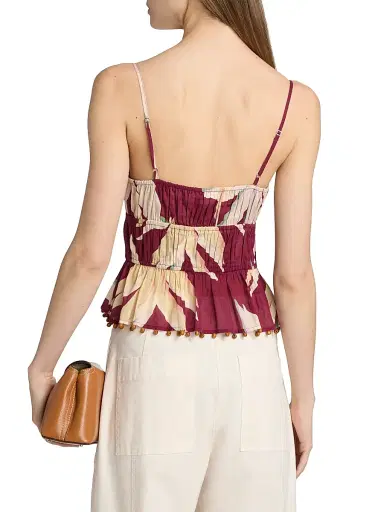 Rails Women's Theda Palm Print Cotton Peplum Crop Top - Red Palma | Thumbnail 5 Rails Women's Theda Palm Print Cotton Peplum Crop Top - Red Palma | Thumbnail 5