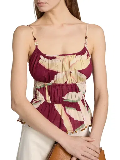 Rails Women's Theda Palm Print Cotton Peplum Crop Top - Red Palma | Thumbnail 6 Rails Women's Theda Palm Print Cotton Peplum Crop Top - Red Palma | Thumbnail 6