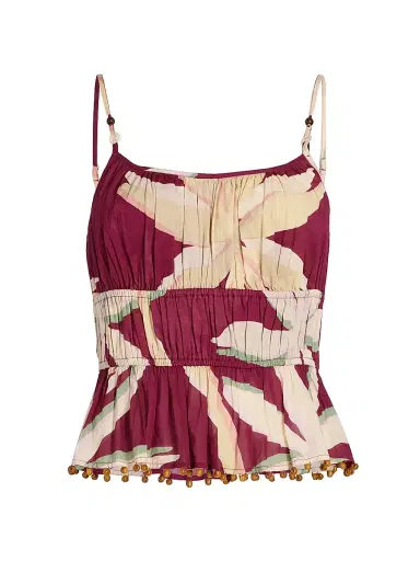 Rails Women's Theda Palm Print Cotton Peplum Crop Top - Red Palma | Thumbnail 1 Rails Women's Theda Palm Print Cotton Peplum Crop Top - Red Palma | Thumbnail 1