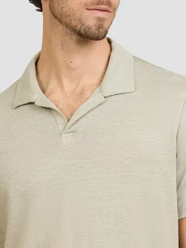 Onia Men's Shaun Stretch-Linen Polo Shirt - Elm | Thumbnail 4 Onia Men's Shaun Stretch-Linen Polo Shirt - Elm | Thumbnail 4