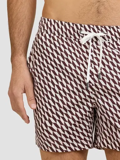 Onia Men's Charles Geometric 5'' Swim Trunks - Chocolate Multi | Thumbnail 4 Onia Men's Charles Geometric 5'' Swim Trunks - Chocolate Multi | Thumbnail 4