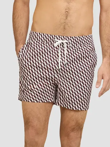 Onia Men's Charles Geometric 5'' Swim Trunks - Chocolate Multi | Thumbnail 1 Onia Men's Charles Geometric 5'' Swim Trunks - Chocolate Multi | Thumbnail 1