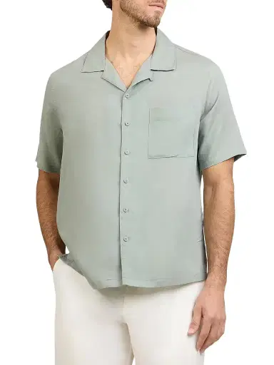 Onia Men's Air Linen-Blend Camp Shirt - Elm | Thumbnail 1 Onia Men's Air Linen-Blend Camp Shirt - Elm | Thumbnail 1