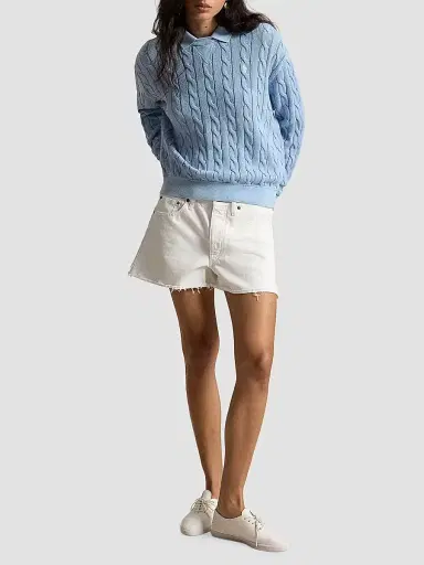 Polo Ralph Lauren Women's Cable-Knit Cotton Sweater - Chambray Blue | Thumbnail 2 Polo Ralph Lauren Women's Cable-Knit Cotton Sweater - Chambray Blue | Thumbnail 2
