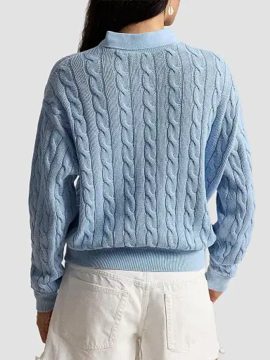 Polo Ralph Lauren Women's Cable-Knit Cotton Sweater - Chambray Blue | Thumbnail 3 Polo Ralph Lauren Women's Cable-Knit Cotton Sweater - Chambray Blue | Thumbnail 3