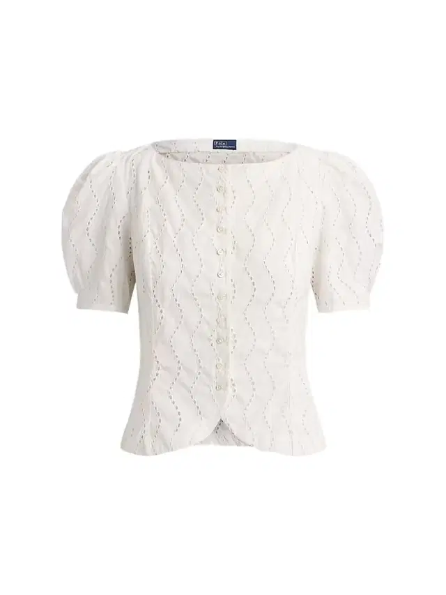 Women's Cotton Eyelet Puff-Sleeve Top - White Women's Cotton Eyelet Puff-Sleeve Top - White