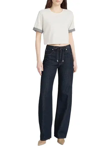 FRAME Women's The Off Duty Drawstring Bow Jeans - Rinse | Thumbnail 1 FRAME Women's The Off Duty Drawstring Bow Jeans - Rinse | Thumbnail 1