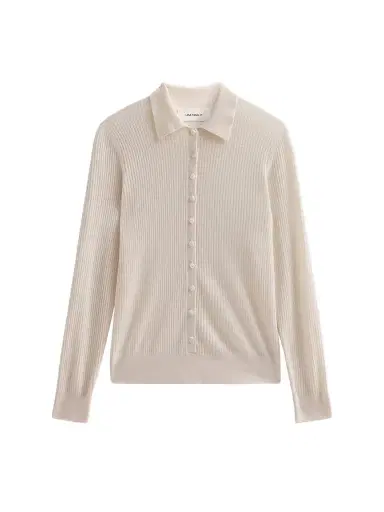 Lisa Yang Women's Agata Cashmere Cardigan Shirt - Ivory - Size Medium | Thumbnail 1 Lisa Yang Women's Agata Cashmere Cardigan Shirt - Ivory - Size Medium | Thumbnail 1