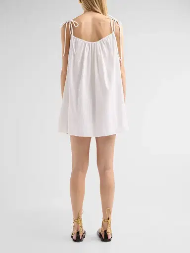 Stella McCartney Women's Bead-Embellished Cotton Crépon Mini Dress - White | Thumbnail 3 Stella McCartney Women's Bead-Embellished Cotton Crépon Mini Dress - White | Thumbnail 3