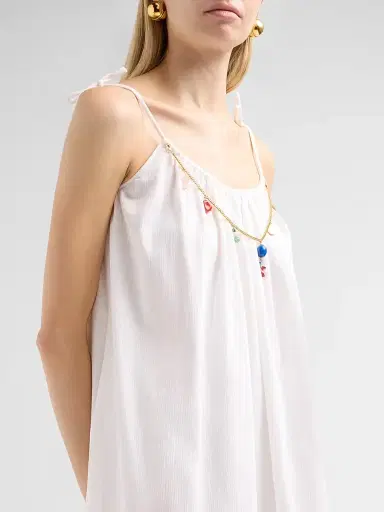 Stella McCartney Women's Bead-Embellished Cotton Crépon Mini Dress - White | Thumbnail 5 Stella McCartney Women's Bead-Embellished Cotton Crépon Mini Dress - White | Thumbnail 5