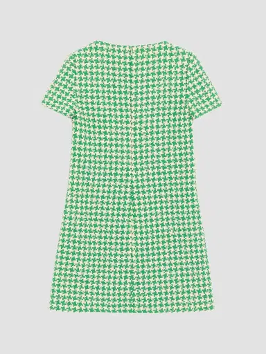 Valentino Garavani Women's Short Houndstooth Tweed Dress - Green Birch | Thumbnail 2 Valentino Garavani Women's Short Houndstooth Tweed Dress - Green Birch | Thumbnail 2