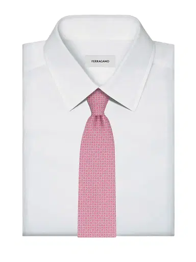 Ferragamo Men's Interlocking Gancini Silk Tie | Thumbnail 3 Ferragamo Men's Interlocking Gancini Silk Tie | Thumbnail 3