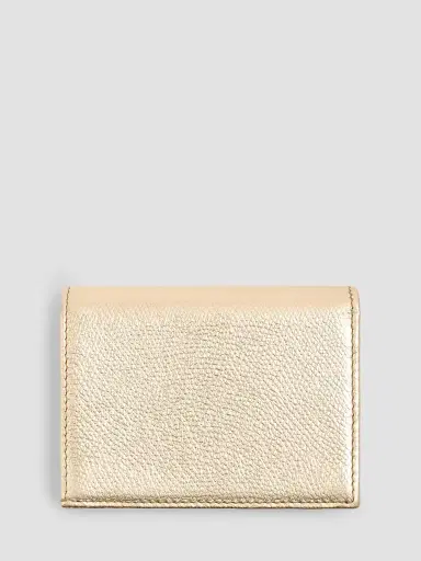 Valentino Garavani Women's VLogo Signature Wallet in Laminated Grainy Calfskin with Jewel Logo - Gold Crystal | Thumbnail 4 Valentino Garavani Women's VLogo Signature Wallet in Laminated Grainy Calfskin with Jewel Logo - Gold Crystal | Thumbnail 4