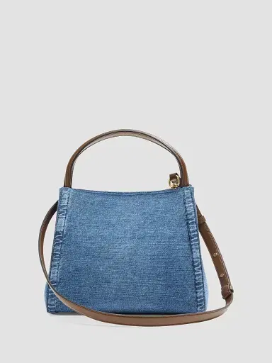 Valentino Garavani Women's Alltime Medium Top Handle Bag in Denim with Embroidered Strap - Denim | Thumbnail 2 Valentino Garavani Women's Alltime Medium Top Handle Bag in Denim with Embroidered Strap - Denim | Thumbnail 2